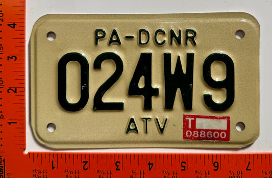 undated Pennsylvania #024W9 ATV License Plate