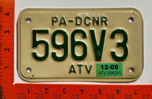 2008 Pennsylvania #596V3 ATV License Plate