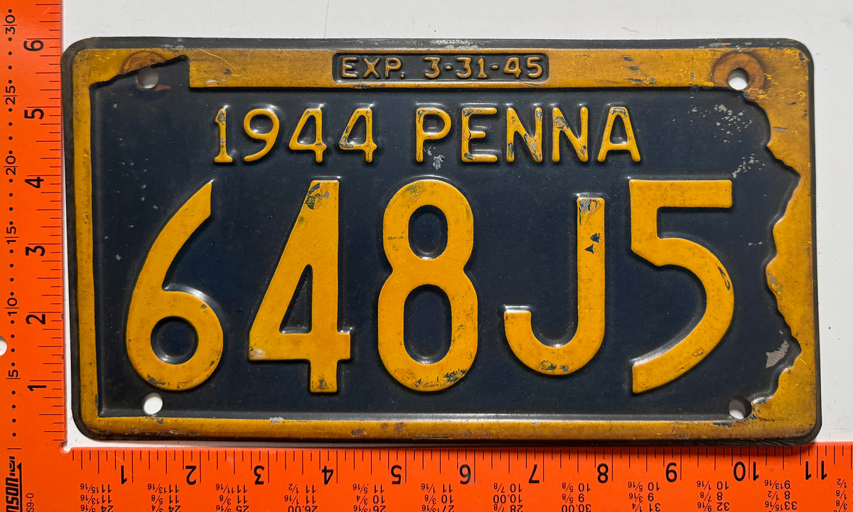 1944 Pennsylvania #648J5 Passenger License Plate