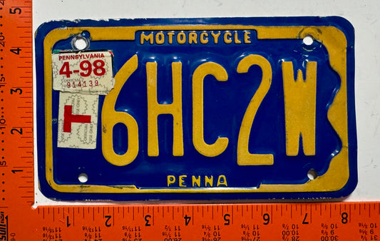 1998 Pennsylvania #6HC2W Motorcycle License Plate