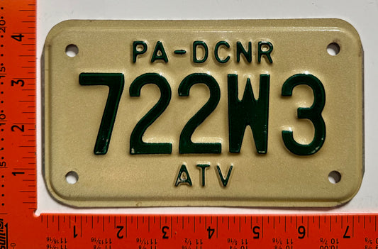 undated Pennsylvania #722W3 ATV License Plate