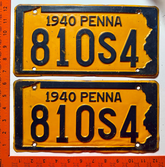 1940 Pennsylvania #810S4 Passenger License Plate (Pair)
