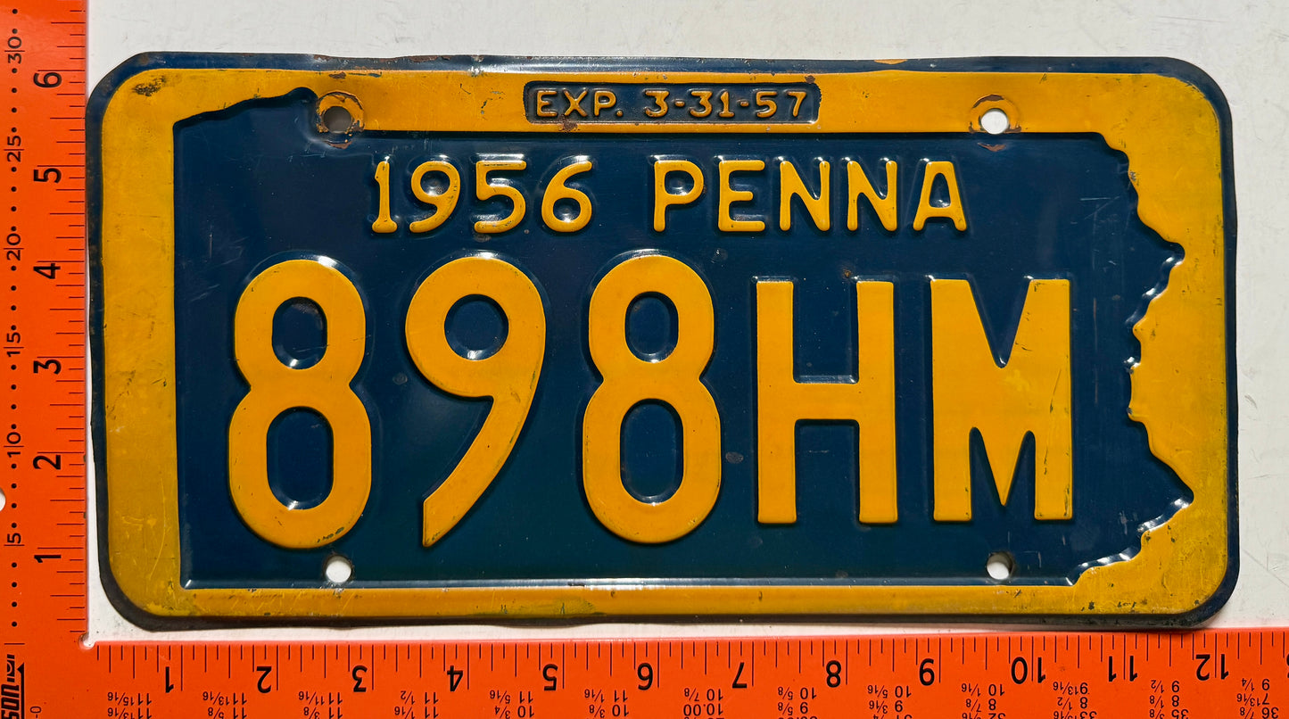 1956 Pennsylvania #898HM Passenger License Plate
