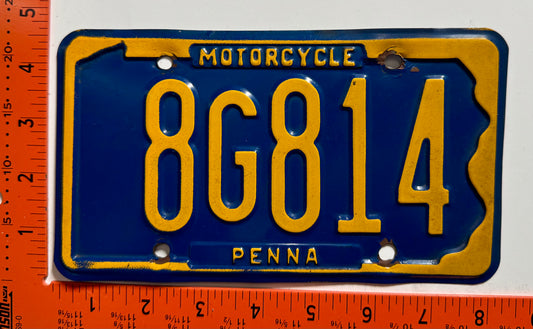1971 base Pennsylvania #8G814 Motorcycle License Plate