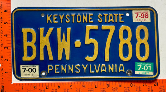 1998/2000/2001 Pennsylvania #BKW-5788 Passenger License Plate