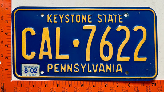 2002 Pennsylvania #CAL-7622 Passenger License Plate