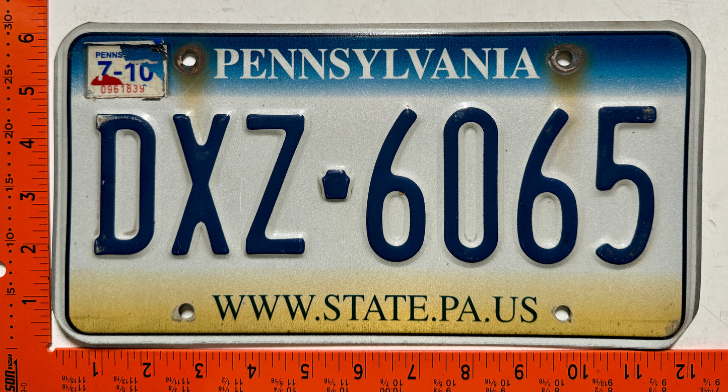 2010 Pennsylvania #DXZ-6065 Passenger License Plate