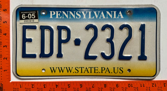 2005 Pennsylvania #EDP-2321 Passenger License Plate