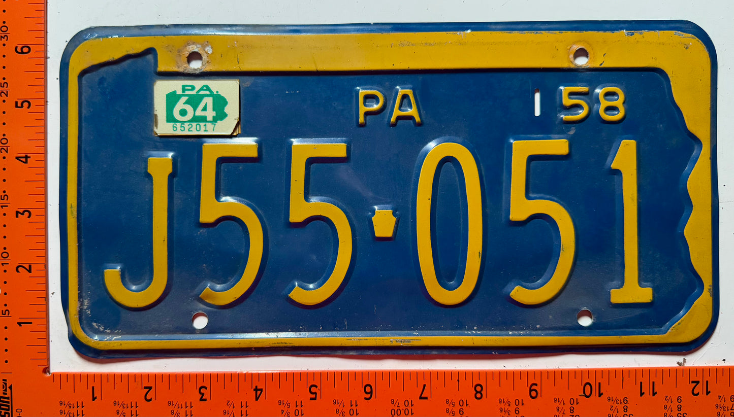 1964 Pennsylvania #J55-051 Passenger License Plate