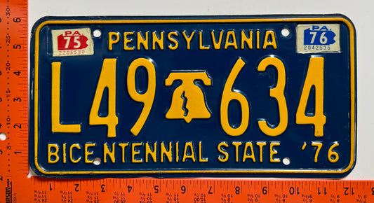 1975/1976 Pennsylvania #L49 634 Passenger License Plate