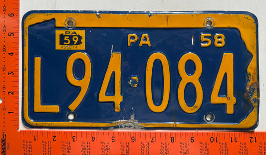 1959 Pennsylvania #L94-084 Passenger License Plate (Crafter)
