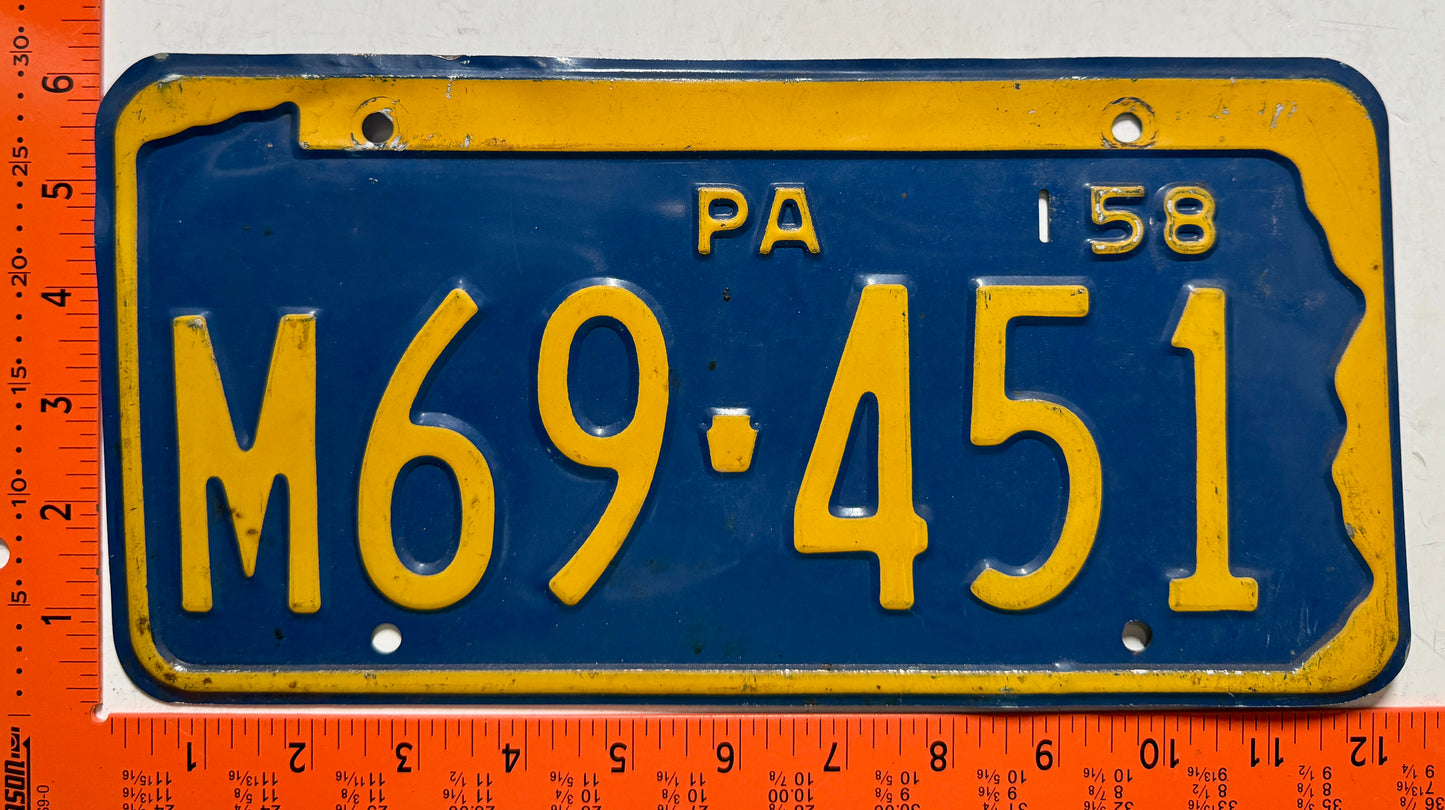 1958 Pennsylvania #M69-451 Passenger License Plate