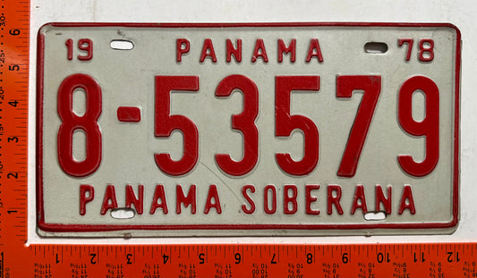 1978 Panama #8-53579 Passenger License Plate