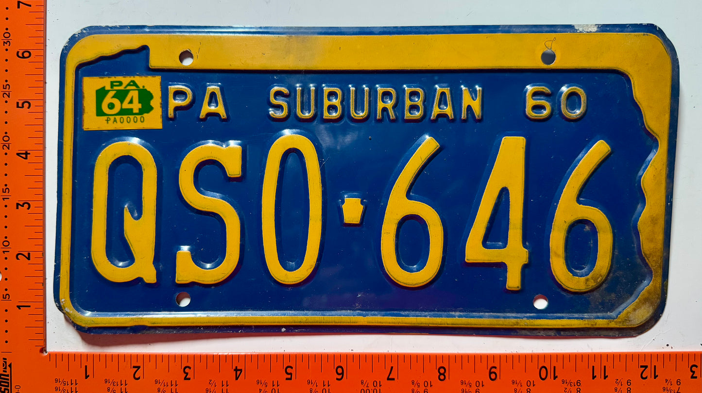 1964 Pennsylvania #QS0-646 Suburban License Plate