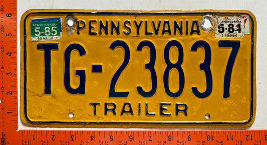 1985 Pennsylvania #TG-23837 Trailer License Plate (Crafter)