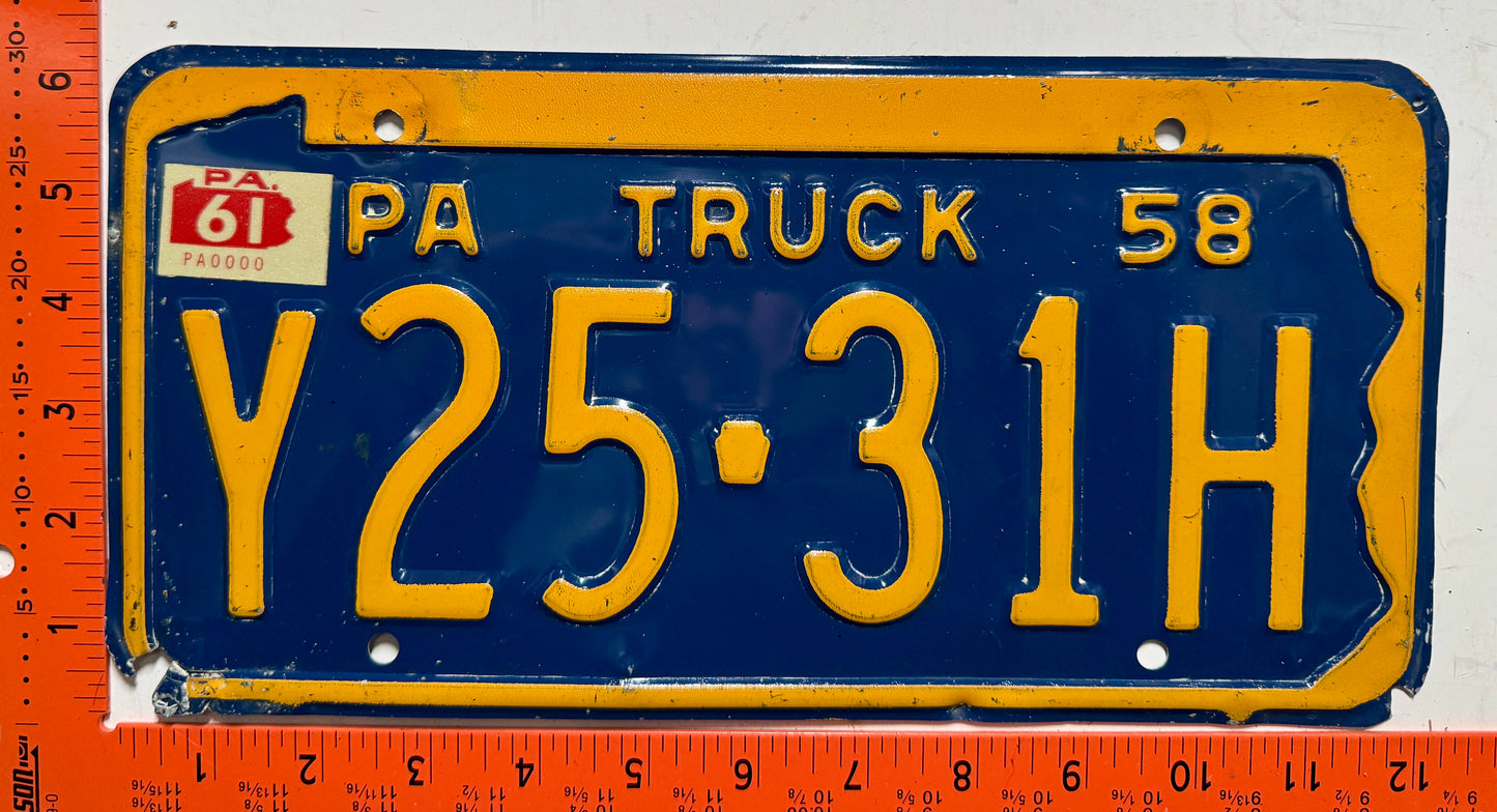1961 Pennsylvania #Y25-31H Truck License Plate