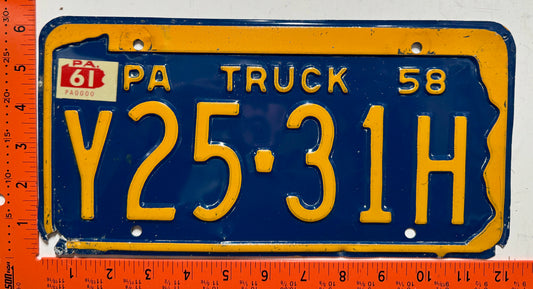 1961 Pennsylvania #Y25-31H Truck License Plate