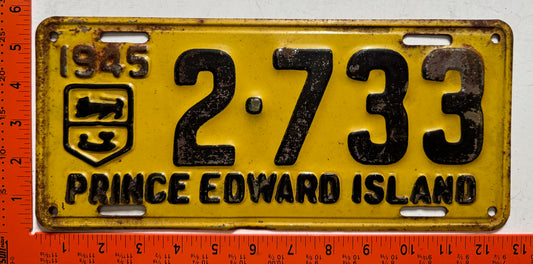 1945 Prince Edward Island #2-733 Passenger License Plate