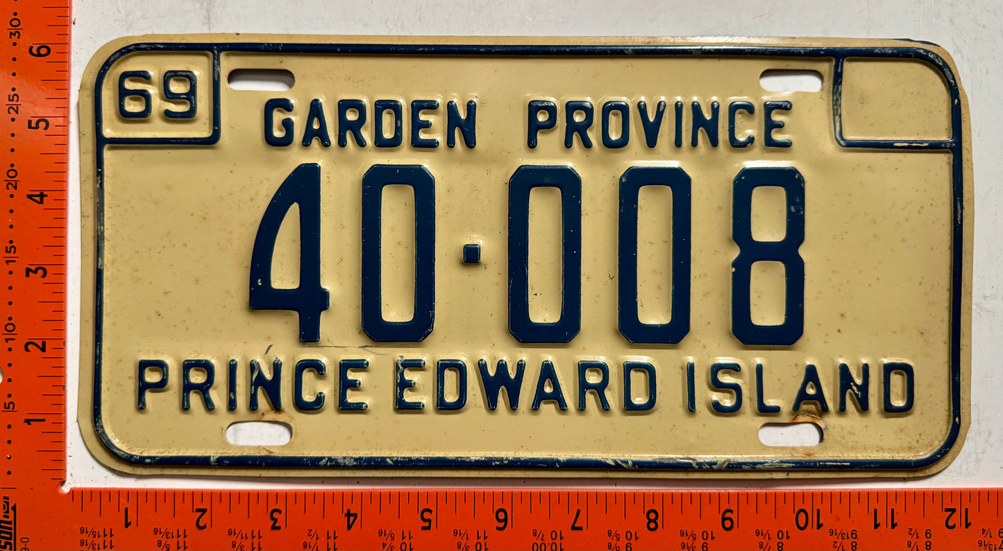 1969 Prince Edward Island #40-008 Passenger License Plate