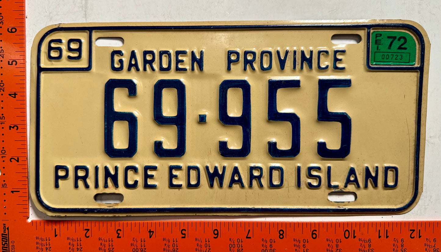1972 Prince Edward Island #69-955 Passenger License Plate