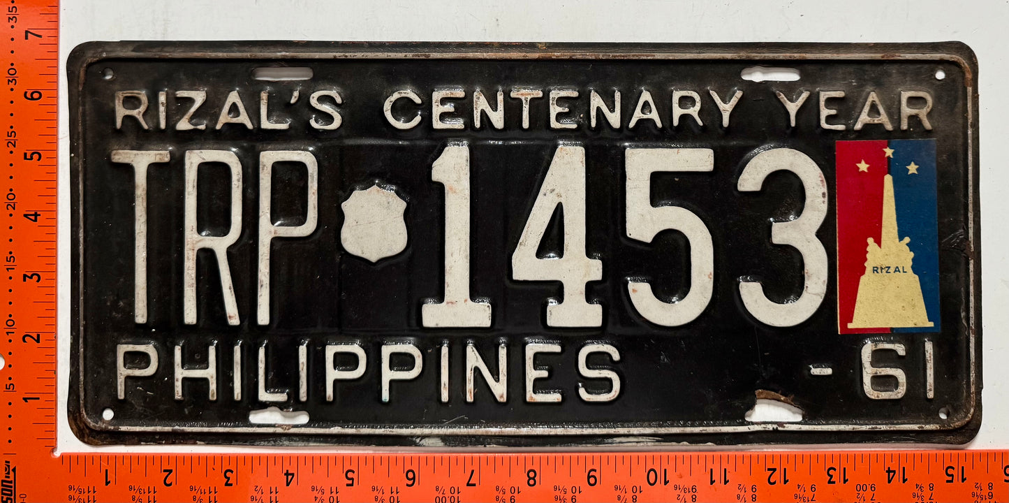 1961 Philippines #TRP 1453 Government Truck License Plate