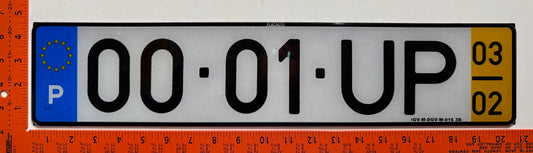 2003 Portugal #00-01-UP Passenger License Plate