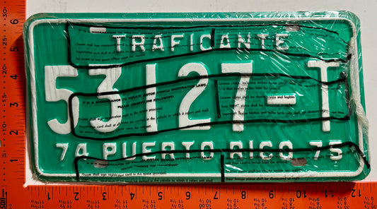 1974/1975 Puerto Rico #53127-T Used Car Dealer License Plate
