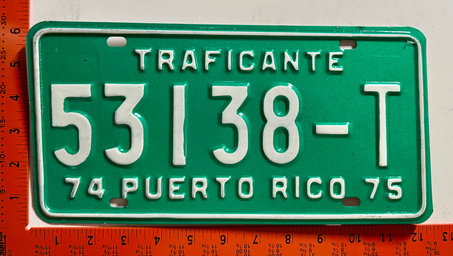 1974/1975 Puerto Rico #53138-T Used Car Dealer License Plate