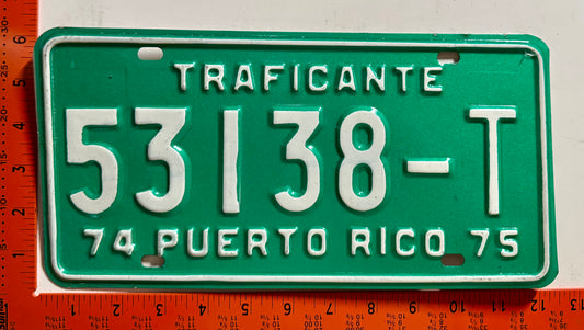 1974/1975 Puerto Rico #53138-T Used Car Dealer License Plate