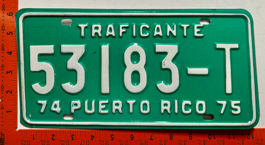 1974/1975 Puerto Rico #53183-T Used Car Dealer License Plate