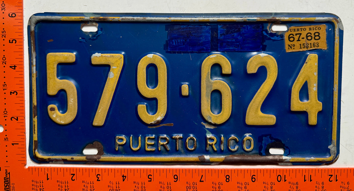 1967/1968 Puerto Rico #579-624 Passenger License Plate