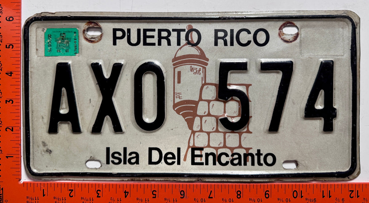 1989/1990 Puerto Rico #AXO 574 Passenger License Plate