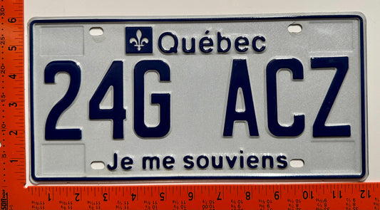 undated Quebec #24G ACZ Passenger License Plate