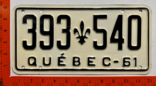 1961 Quebec #393 540 Passenger License Plate