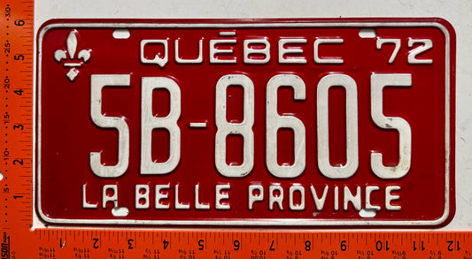 1972 Quebec #5B-8605 Passenger License Plate