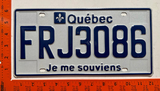 undated Quebec #FRJ3086 Commercial License Plate