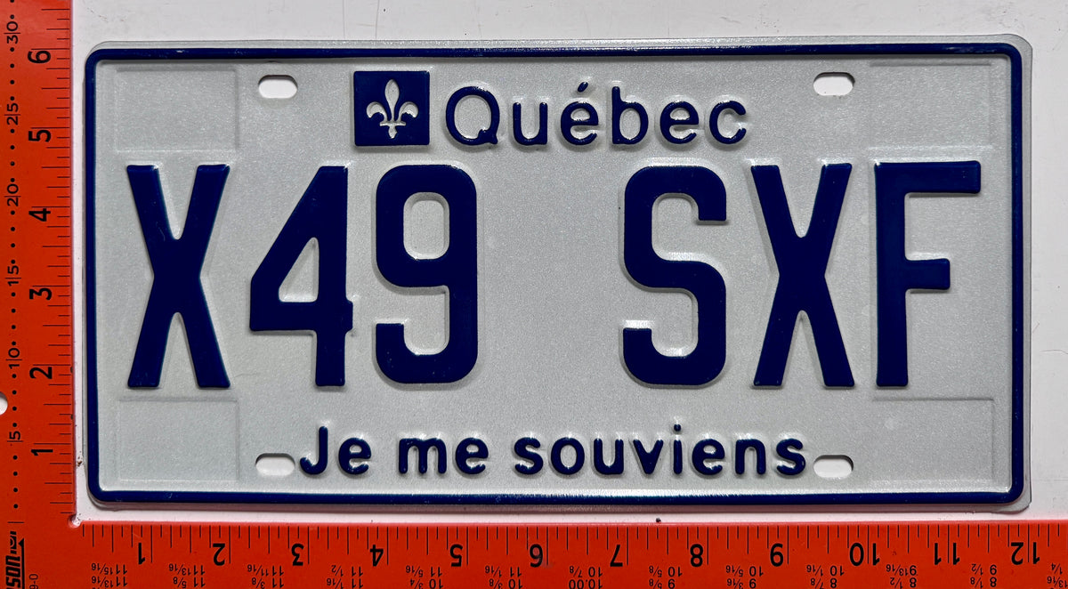 undated Quebec #X49 SXF Passenger License Plate