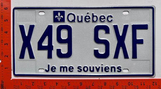 undated Quebec #X49 SXF Passenger License Plate