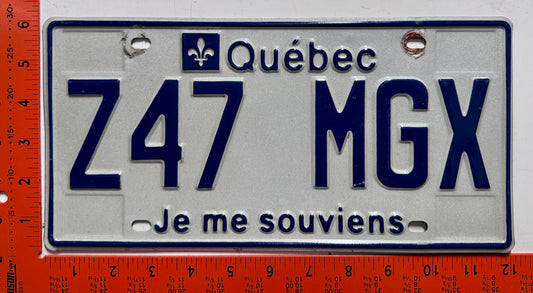 undated Quebec #Z47 MGX Passenger License Plate