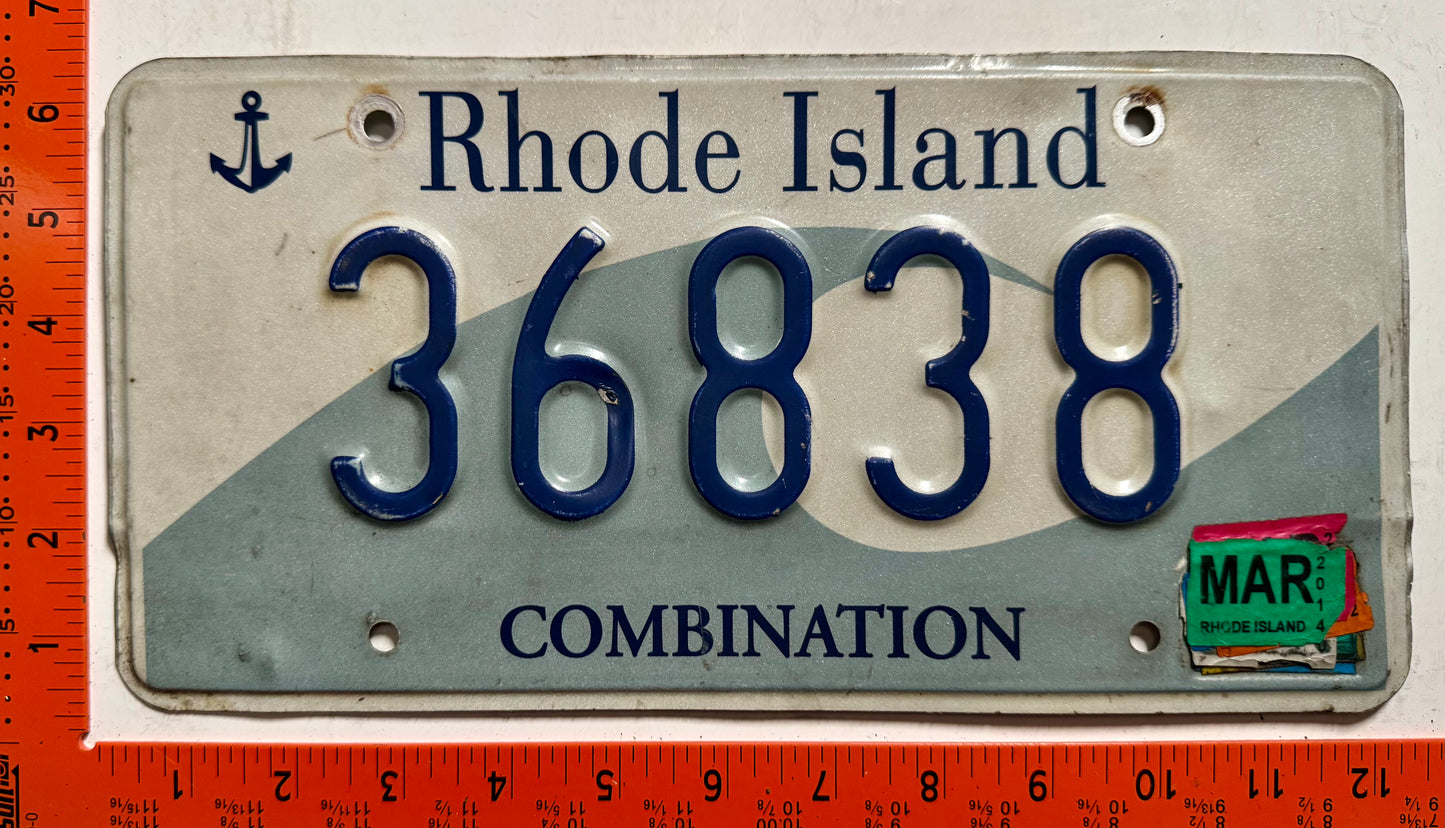 2014 Rhode Island #36838 Combination License Plate