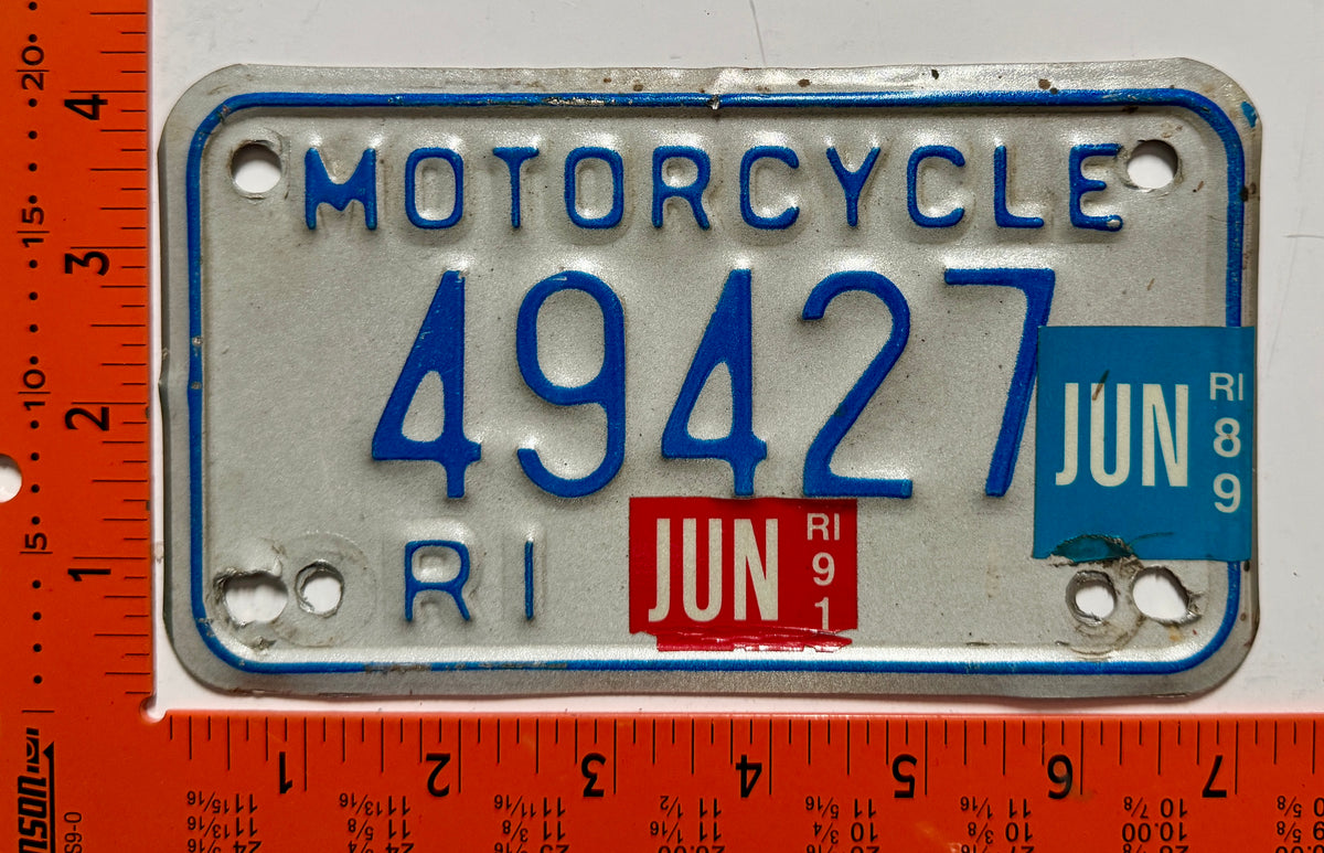 1989/1991 Rhode Island #49427 Motorcycle License Plate