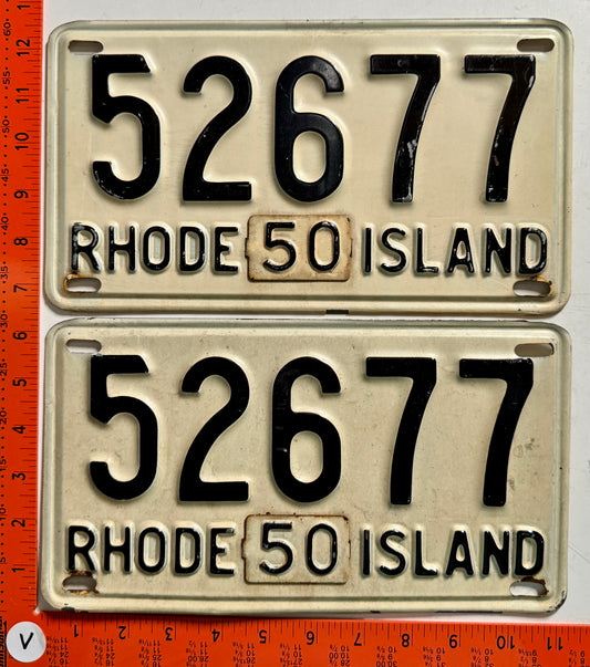 1950 Rhode Island #52677 Passenger License Plate (Pair)
