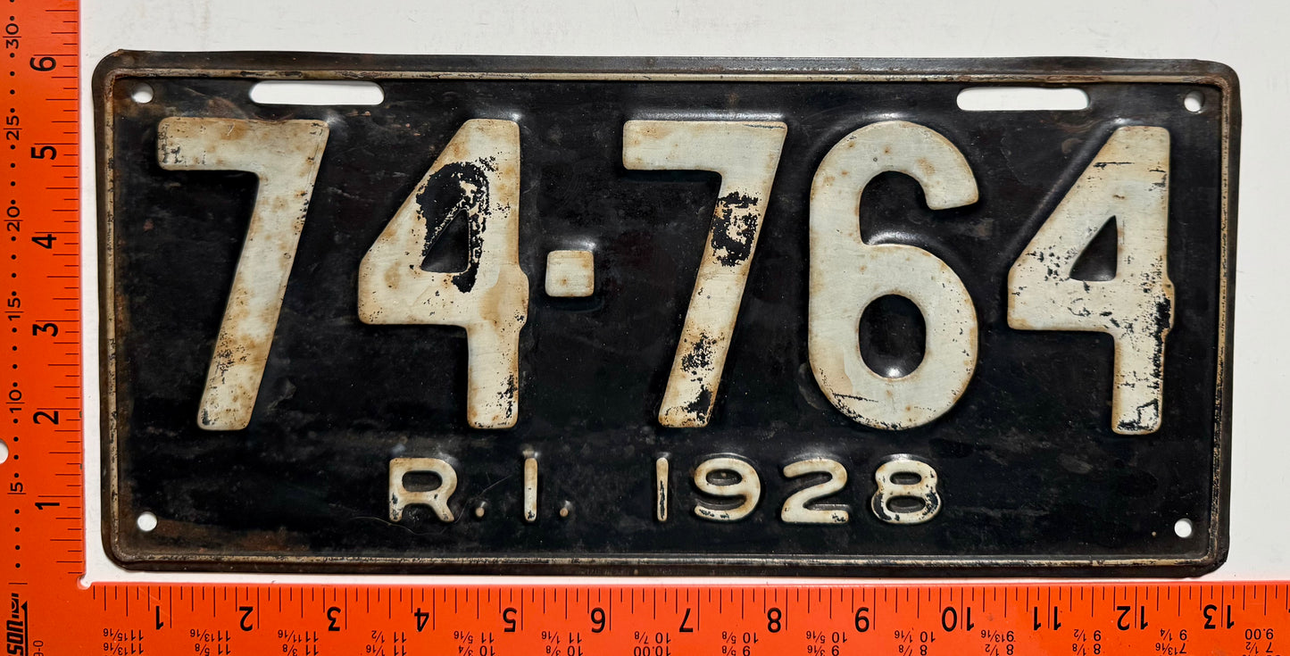 1928 Rhode Island #74-764 Passenger License Plate