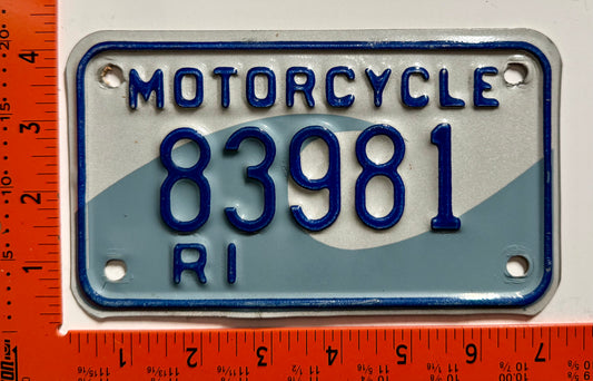 undated Rhode Island #83981 Motorcycle License Plate