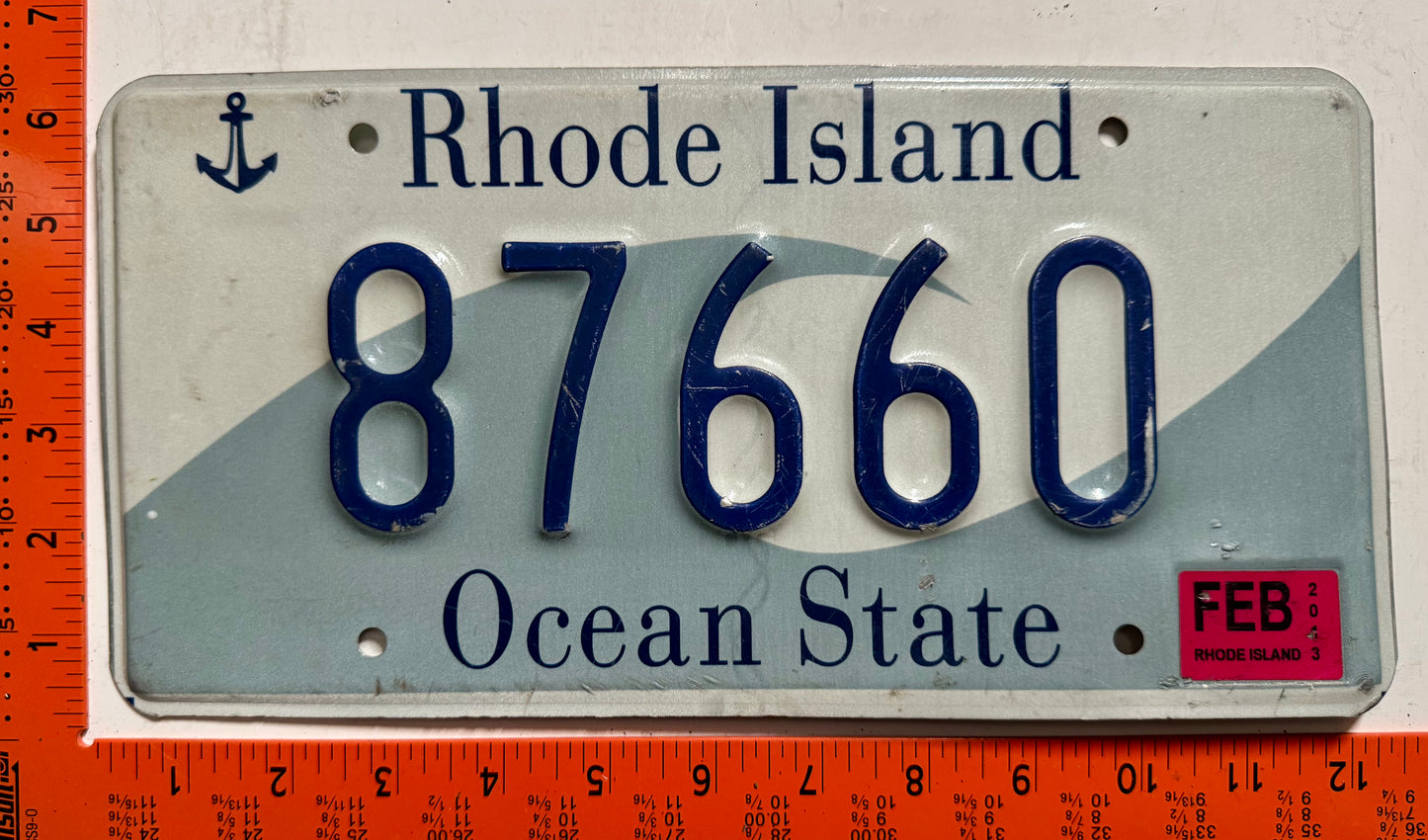 2013 Rhode Island #87660 Passenger License Plate