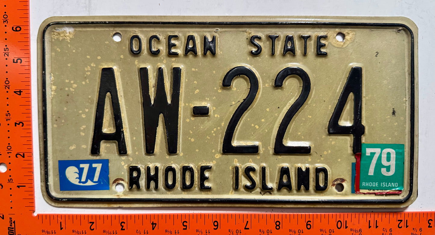 1977/1979 Rhode Island #AW-224 Passenger License Plate