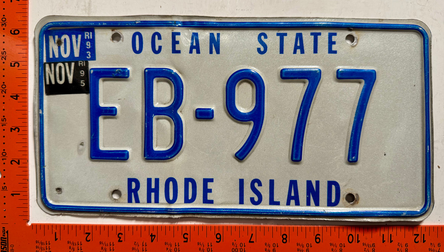 1993/1995 Rhode Island #EB-977 Passenger License Plate