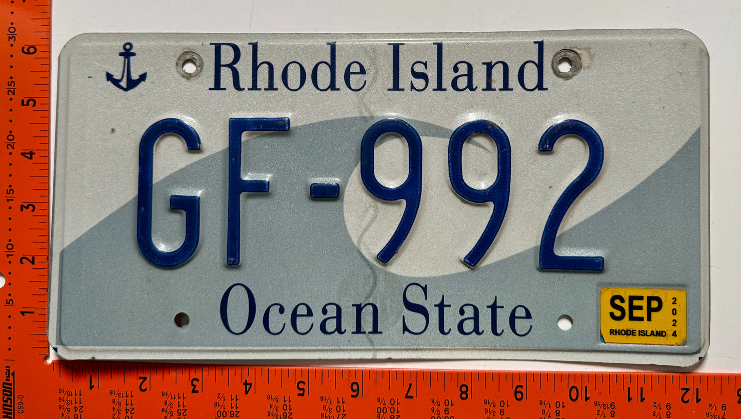 2024 Rhode Island #GF-992 Passenger License Plate