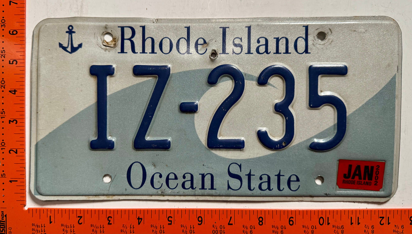 2002 Rhode Island #IZ-235 Passenger License Plate
