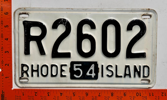 1954 Rhode Island #R2602 Passenger License Plate